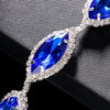 Blue Water Drop Necklace Chest Chain for Women Luxury Rhinestone Body Chain Party Waist Chain Jewelry Accessories Gift