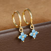 2PCS Zircon Flower Pendant Hoop Earrings for Women Simple Sweet Stainless Steel Earring Piercing Jewelry - Image 2