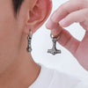 Nordic Viking Thor's Hammer Drop Earrings for Men Boys,Stainless Steel Rune Amulet Dangle Earrings,Party Club Jewelry Gift - Image 2