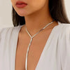 Adjustable Flat Snake Chain Necklace in Gold Tone Silver Tone and Mixed Finishes - Image 3