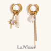 Design Asymmetric Diamonds Stainless Steel Earrings Woman Pearl Charm Gold Hoops Earrings Jewelry Party Accessories - Image 6