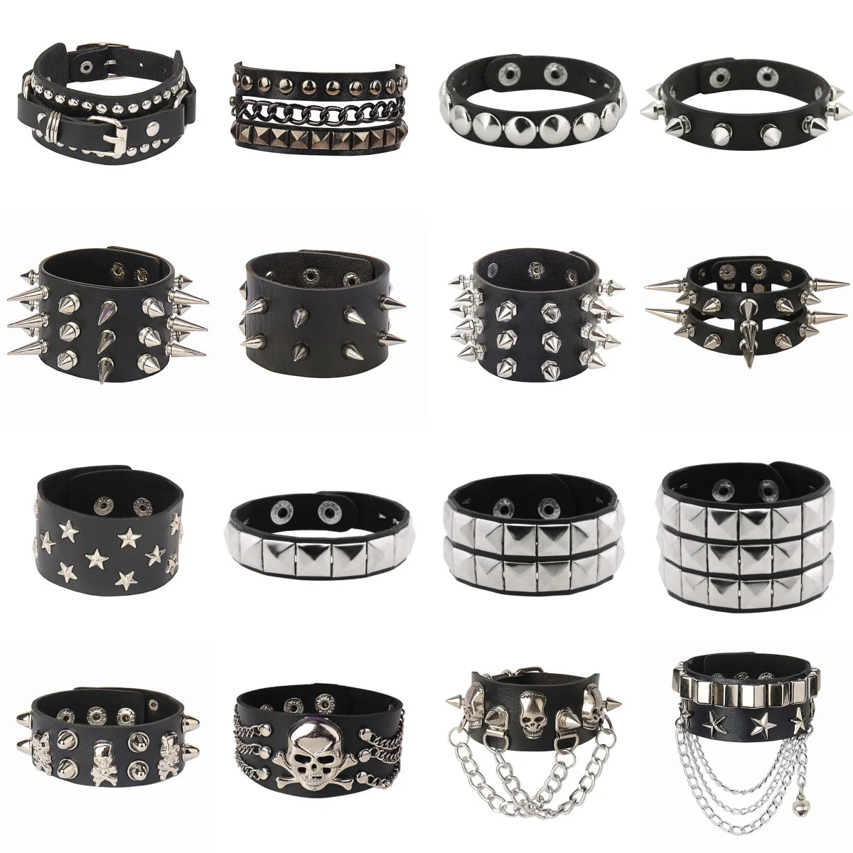 Punk Bracelets PU Leather Studded Bracelet Adjustable Goth Cuff Bracelet Gothic Rivet Buckle Wristband for Men Women Emo Jewelry - Image 1