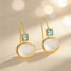 Elegant Round Dangle Earrings Pink Stone Gold Color Earrings Women Jewelry - Image 5