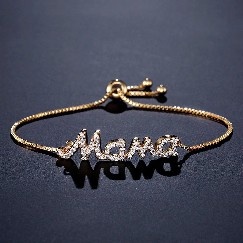 Mama Letter Bracelet For Women Sparkling Crystal Zircon Adjustable Chain Bangle Mother's Day Mom Birthday Jewelry Gift - Image 1