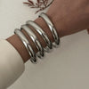 4Pcs/Set Simple Punk Metal Round Bangles Set Exaggerated Vintage Irregular Wide Cuff Bangle Stackable Bracelet Jewelry - Image 5