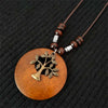 Ethnic Style Round Wood Beads Alloy Leaf Pendant Necklace For Women Girl Bohemian Sweater Chain Vintage Jewelry Accessories Gift - Image 8