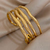 Irregular Textured Multilayer Open Bracelets for Women Men Hammered Chunky Gold Plated Stainless Steel Cuff Bangle Charm Jewelry - Image 2