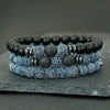3Pcs/Set Men Natural Tiger Eye Lava Rock Beaded Bracelets Matte Black Onyx Stone Strand Bracelet For Man Yoga - Image 9