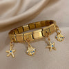 Inlaid Zircon Starfish Turtle Pendant Stainless Steel Cuff Bracelet Bangle For Women Elastic Adjustable Jewelry - Image 7