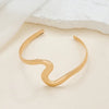Stainless Steel Geometric Wave Open Arm Cuff Bracelet For Women Simple Smooth Adjustable Statement Jewelry Bangle - Image 3