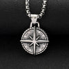 Two Tone Compass Pendant men's Necklace Stainless Steel Retro Hip-hop Style Silver Color Neck Chain Jewelry - Image 3