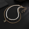 PuRui Four-Pointed Star Rhinestone Pendant Necklace for Men Boho Imitation Pearl Chain Necklace Jewelry - Image 6