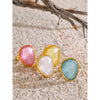 Candy Multi-Color White Pink Blue Yellow Resin Adjustable Ring Gold Color Stainless Steel Summer Jewelry Gift - Image 1
