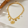 316L Stainless Steel Golden Starfish Moon Sun Shaped Pendant Necklace For Women Romantic Neck Chain Holiday Gift - Image 5