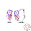 Silver Hoops Earrings Colorful Flower Butterfly Bee Drop Earring For Women Birthday Party Jewelry Gifts - Image 19