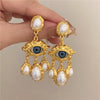 Kshmir Vintage Devil's Eyes Pearl Pendant Earrings for Women European American Style Personality Unique Party Jewelry Accessory - Image 1