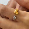 Minimalist Ends Meet Chubby Hinged Teardrop Ring Stainless Steel Two tone Stackable Ring Women's Jewelry Gift for Her - Image 1