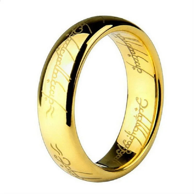 6MM Stainless Steel Laser Engraving Couples Wedding Rings, Men And Women Movie Jewelry Gifts - Image 1