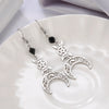 Crescent Goddess Black Birthstone Stainless Steel Earrings Triple Moon Wicca Pentagram Gothic Drop Earrings - Image 7