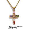 Delicate Colorful Bling Cubic Zirconia Cross Pendant Stainless Steel Necklace Shiny Jewelry Gift - Image 1