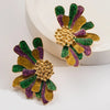 Metal Mardi Gras Flower Stud Earrings for Women Creative Simple Design Jewelry Party Accessories - Image 3