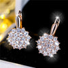 Cute Small White Zircon Stone Snowflake Hoop Earrings For Women Charm Female Silver Color Wedding Jewelry Gift - Image 1