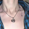 handmade y2k silvery plated snake cord necklace with spiral vortex stainless steel pendant - Image 6