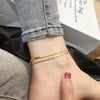 Stylish Simple Double Snake Chain Stainless Steel Female Anklet Timeless Gold Colour Female Anklet Jewelry - Image 2