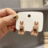 Cute Flocking Plush Rabbit Stud Earrings for Women Korean Brown Animal Bear Earring Jewelry Party Girls Gift - Image 9
