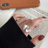 Silver Open Rings for Women Couple Handmade Matte Lace Irregular Finger Ring Prevent Allergy Jewelry Gifts - Image 3