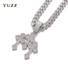 Iced Out Stacked Crosses Pendant Necklaces for Men With 13mm Cuban Chain Hip Hop Cross Rhinestone Jewelry pendant Gift - Image 1
