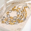 Two-Tone Stainless Steel Link Bracelet with Mixed Chain Design - Image 3