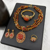 Vintage 4pcs Necklace Earring Ring Bracelet Crystal Stone Jewelry Sets for Women Amethyst Tigers Eye Statement Jewelrys - Image 9