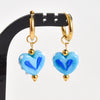 1Pair Korean Styles Cute Colorful Glass Heart Pendant Hoop Earrings Harajuku Y2K Girl Sweet Love Aesthetic Jewelry - Image 10
