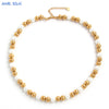 Mhs.sun 4/6/8/10MM Pearl Stainless Steel Bead Necklaces Classic Gold Plated For Women Men Daily Party Jewelry Gifts - Image 3