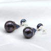 Silver 13-14mm Freshwater Baroque Pearl Earrings Temperament Black Pearl Jewelry Gifts For Men Women - Image 5