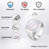 Punk Abalone Shell Stainless Steel Chunky Signet Ring for Men, Hip Hop Party Finger Jewelry Size7 8 9 10 11 12 - Image 6