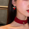 Christmas Red Zircon Crystal Bow Stud Earrings For Women Heart Shape Bowknot Christmas Earring Year Festival Jewelry - Image 4