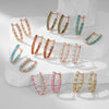 Oval Multicolor Stone Long Drop Earrings For Women Rose Gold Color Full Zircon Setting Jewelry Gifts - Image 5