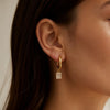 Small Rectangle Zircon Stone Charm Huggie Hoop Earrings Women Minimalist Stainless Steel Gold Color Earring Christmas Jewelry - Image 2