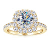 Brilliant Halo Ring 8mm D Engagement Wedding Finger Rings Gold for Women with - Image 6