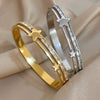 Square Zircon Stars Cuff Bangle Bracelets for Women Gold Silver Color Stainless Steel Stacked Bracelet - Image 2