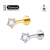 Titanium 16G Five-Pointed Star CZ Cartilage Helix Earring Trinity CZ Tragus Stud Conch Earlobe Lip Piercing Jewelry - Image 1