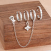4PCS Zircon Flower Dangle Earring Sets For Women Gold Plated Tassel Chain Ear Stud Temperament Korean Jewelry - Image 4