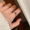 Silver Open Finger Ring Golden Enamel Donut Dazzling Geometric Punk For Women Jewelry Gift - Image 5