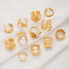 12pcs Vintage Chunky Irregular Faux Pearl Ring Sets for Women Geometric Flower Liquid Hollow Metal Rings Elegant Jewelry - Image 4