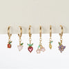 Fruit Charm Huggie Earrings with Colorful Stone Accents - Image 6