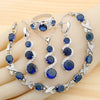 Classic Blue Zirconia Silver Jewelry Sets for Women Earrings Necklace Pendant Ring Bracelet Wedding Gift - Image 1