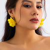 Bohemia Fabric Rose Flower Pendant Hoop Earrings For Women Kpop Colorful Earrings Party Jewelry Y2K Accessories - Image 10