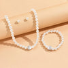 3PCS Set Imitation Pearl Necklace Bracelet Earrings Stud Set Fireball Pearl Beaded Women Bridal Party Jewelry Gift - Image 3